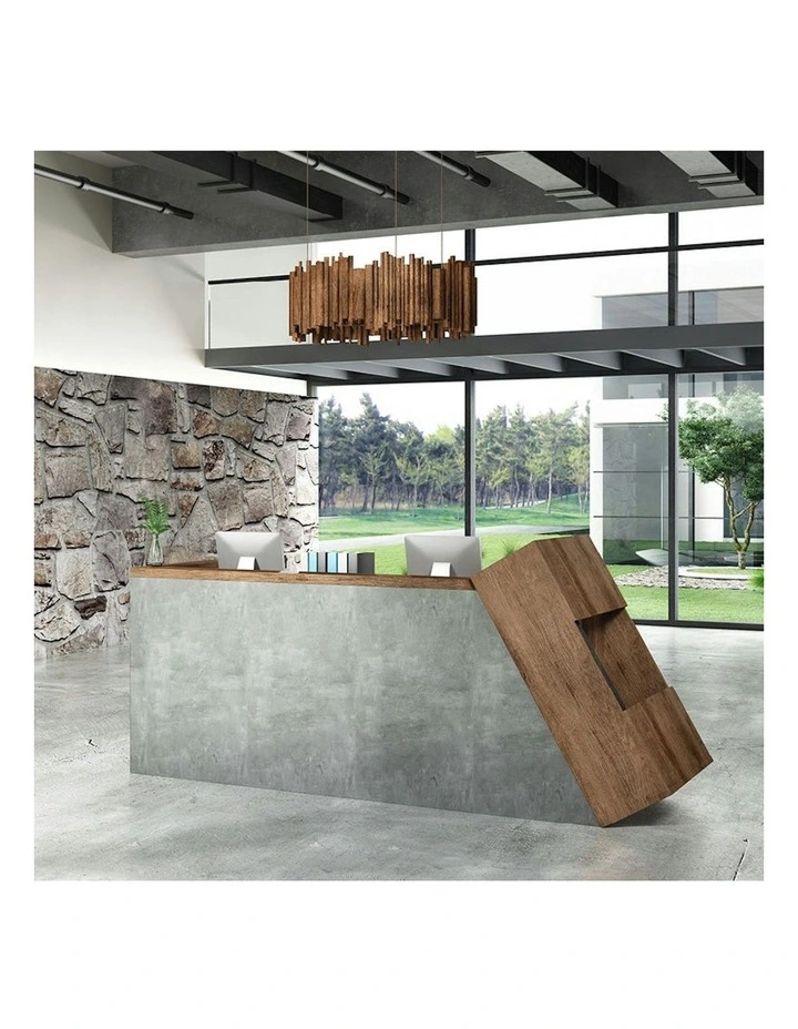 QUADE Reception Desk Left Panel 2.0M - Warm Oak & Concrete Color image 2