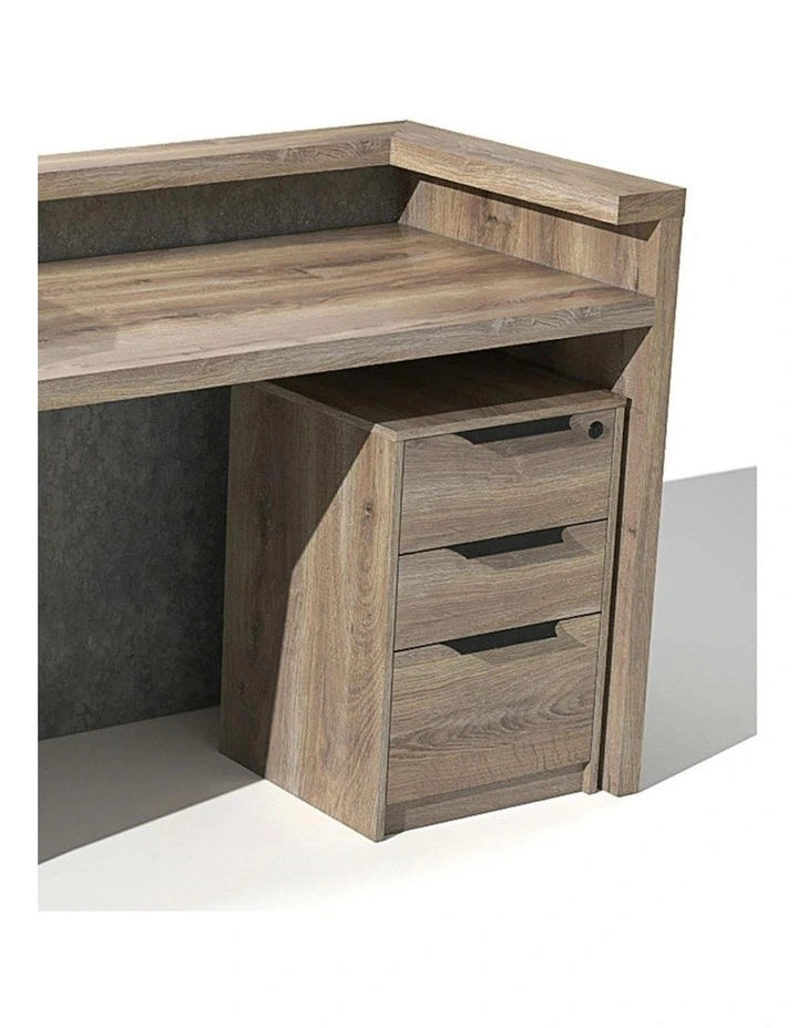 QUADE Reception Desk Left Panel 2.0M - Warm Oak & Concrete Color image 4
