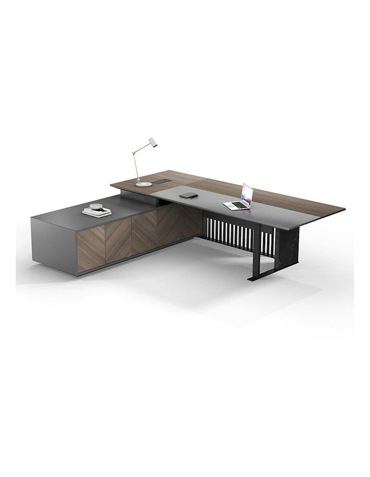 MADEIRA Executive Desk 220cm Left Return - Hazelnut & Grey image 2