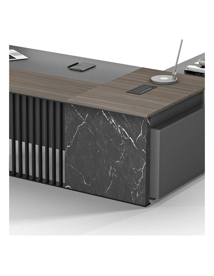 MADEIRA Executive Desk 220cm Left Return - Hazelnut & Grey image 3