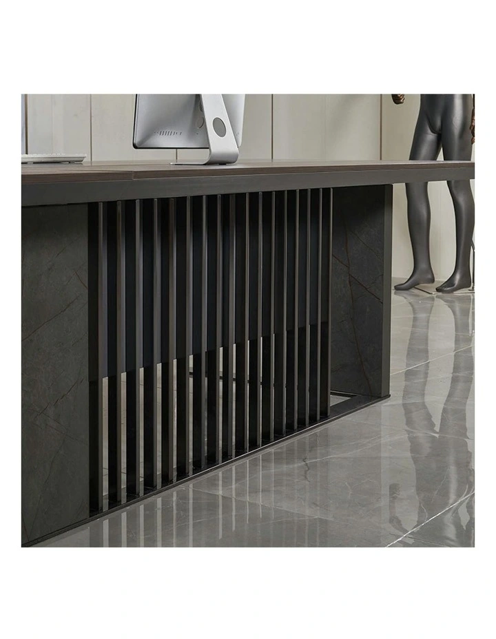 MADEIRA Executive Desk 220cm Left Return - Hazelnut & Grey image 4