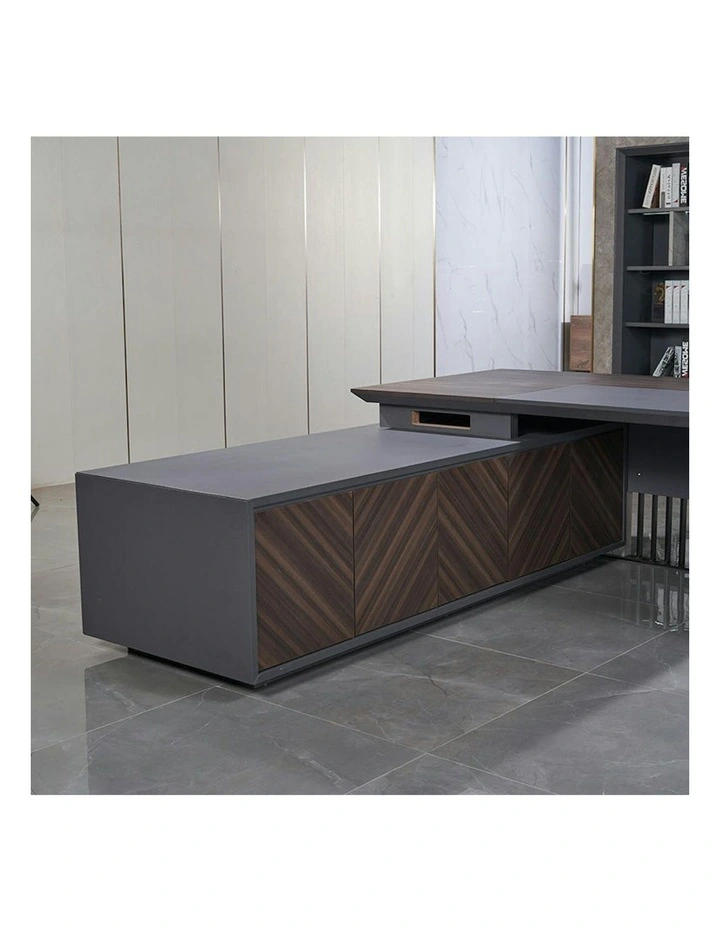MADEIRA Executive Desk 220cm Left Return - Hazelnut & Grey image 6