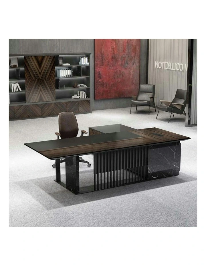 MADEIRA Executive Desk 220cm Left Return - Hazelnut & Grey image 7