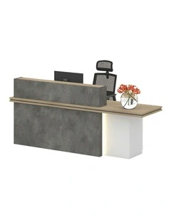 JARIN Reception Desk 2.4M Right Panel - Carbon Grey & White Colour