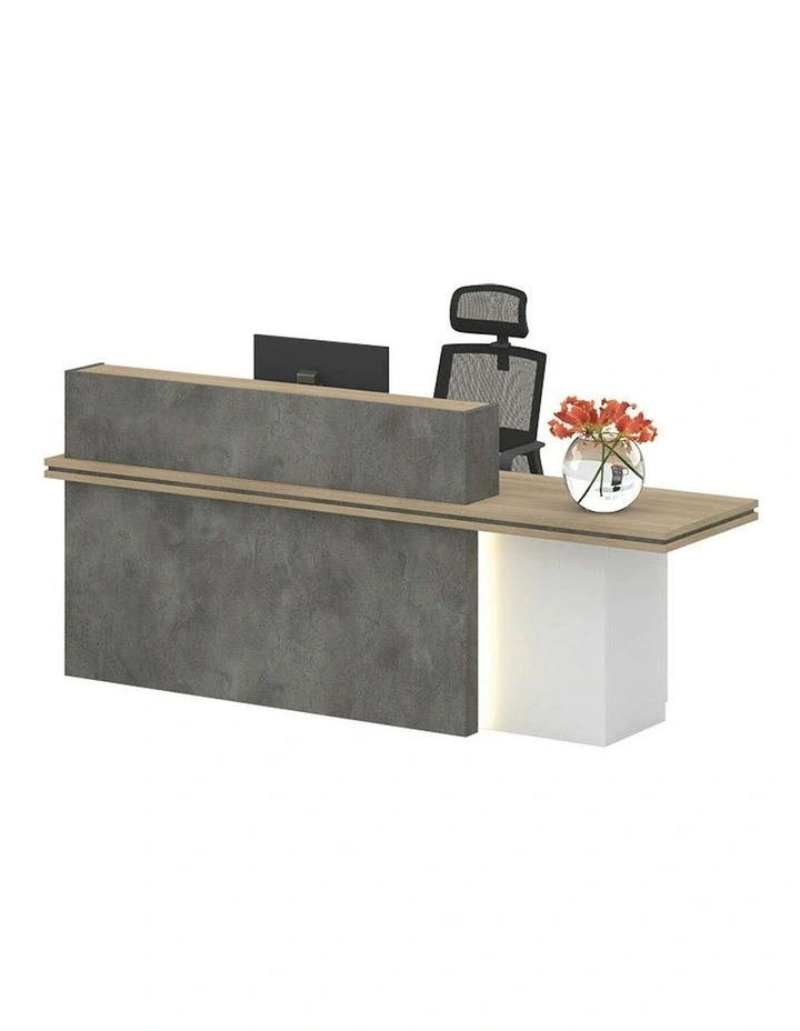 JARIN Reception Desk 2.4M Right Panel - Carbon Grey & White Colour image 1