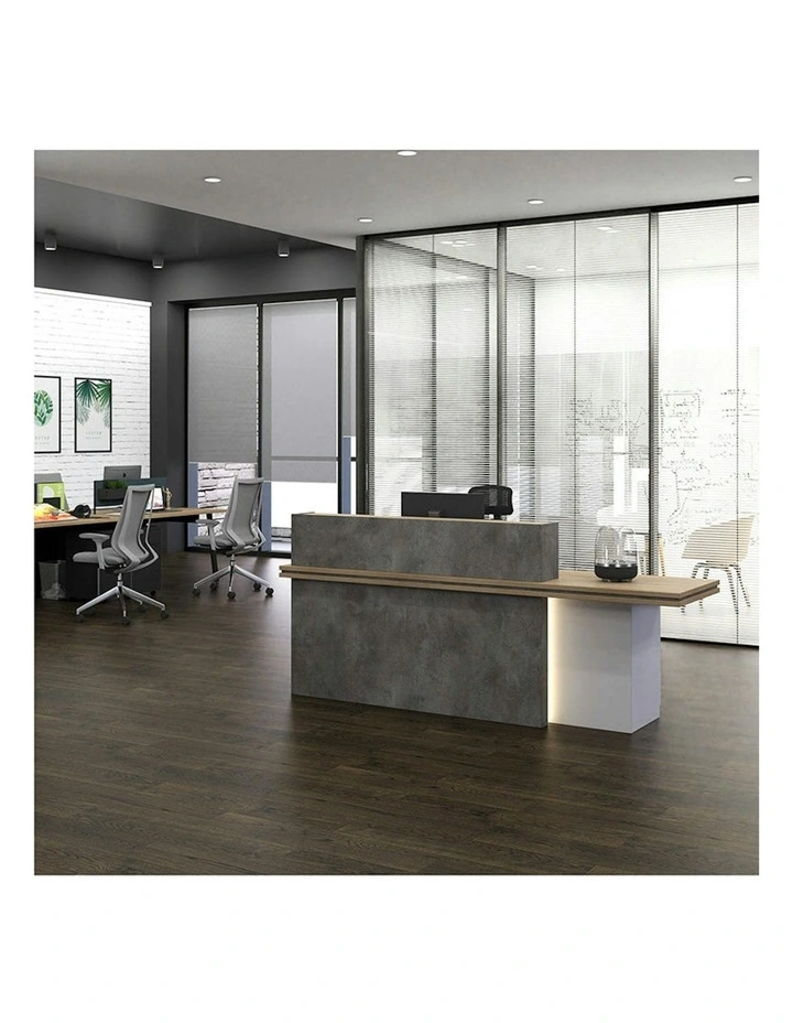 JARIN Reception Desk 2.4M Right Panel - Carbon Grey & White Colour image 4