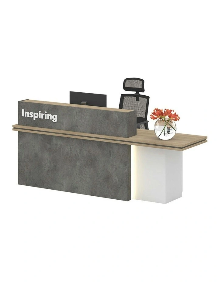 JARIN Reception Desk 2.4M Right Panel - Carbon Grey & White Colour image 5