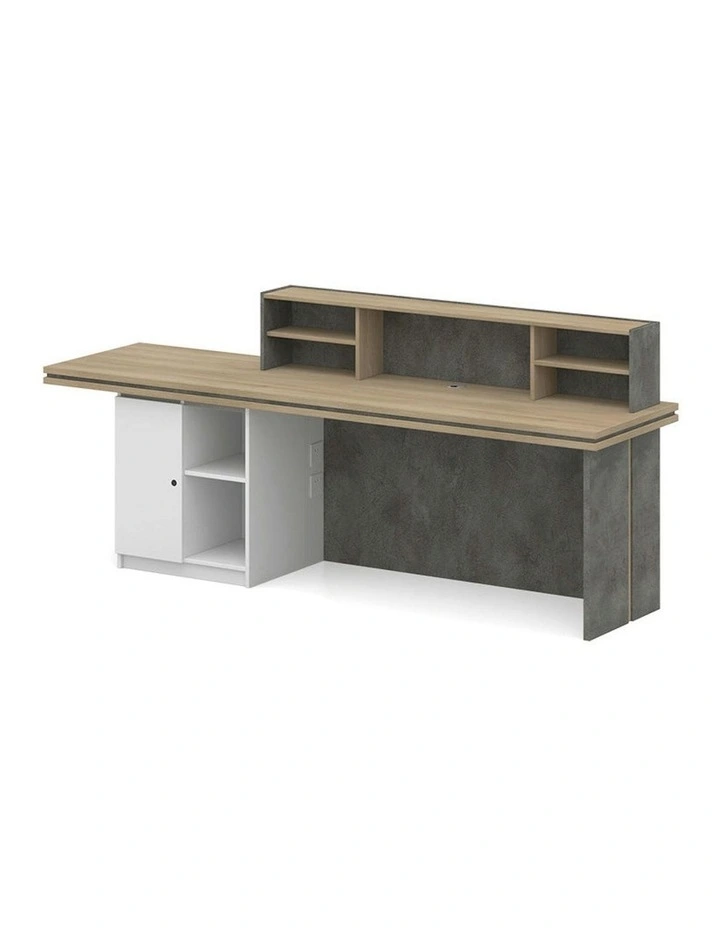 JARIN Reception Desk 2.4M Right Panel - Carbon Grey & White Colour image 6
