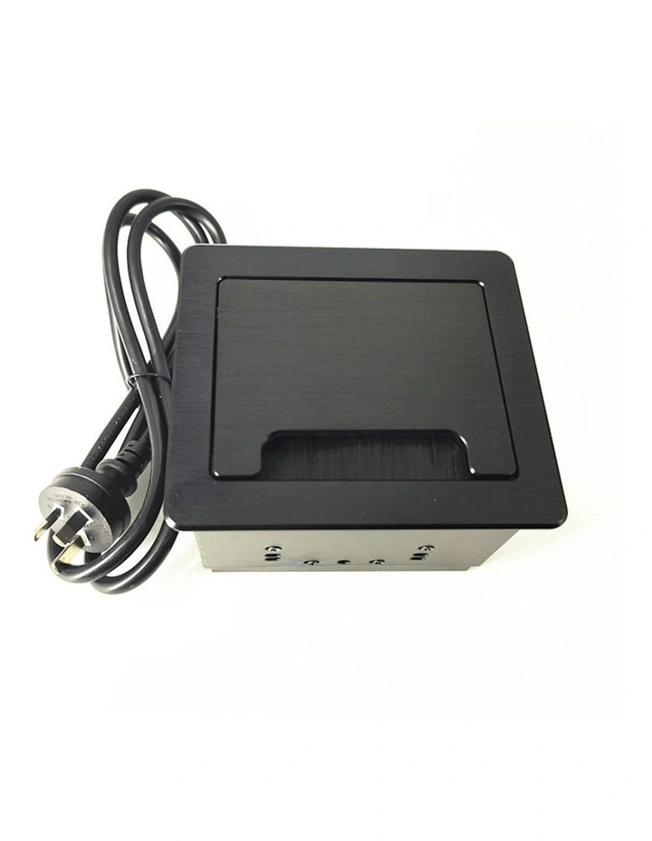 In Desk Cable Management Cubby Power & USB Box - 13cm - Black image 1