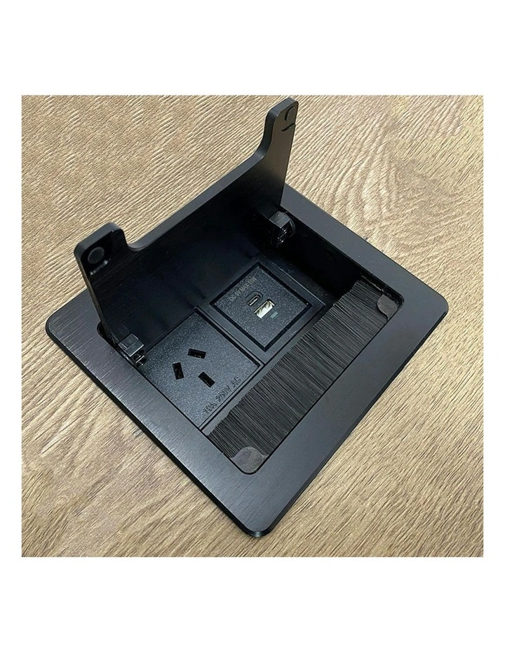 In Desk Cable Management Cubby Power & USB Box - 13cm - Black image 5
