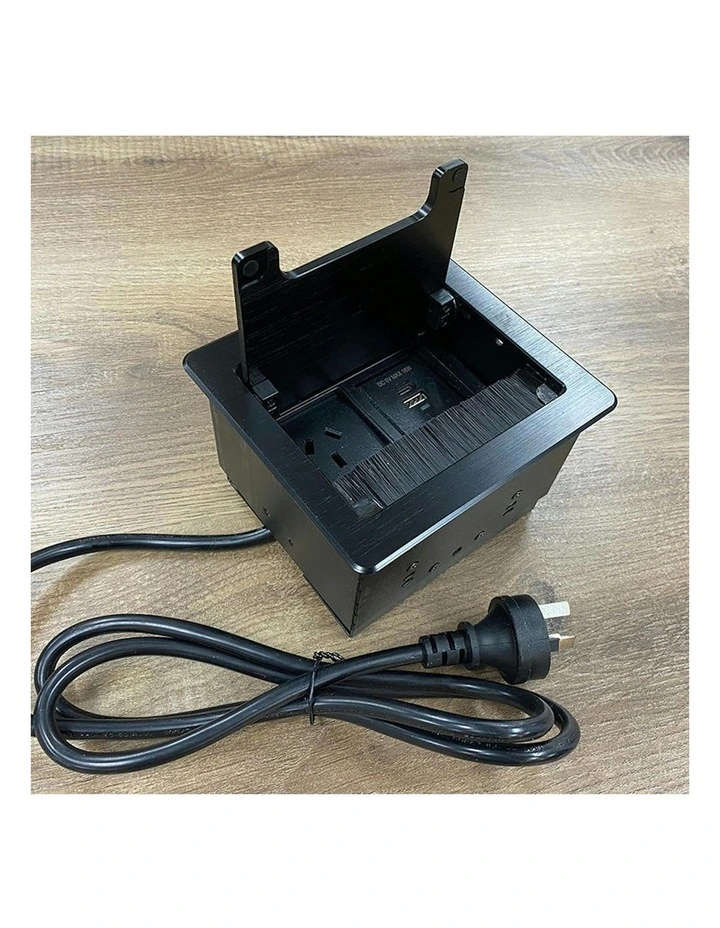 In Desk Cable Management Cubby Power & USB Box - 13cm - Black image 6