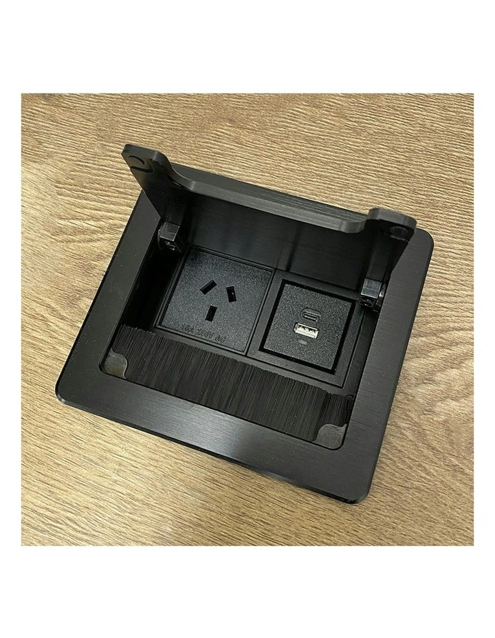 In Desk Cable Management Cubby Power & USB Box - 13cm - Black image 7