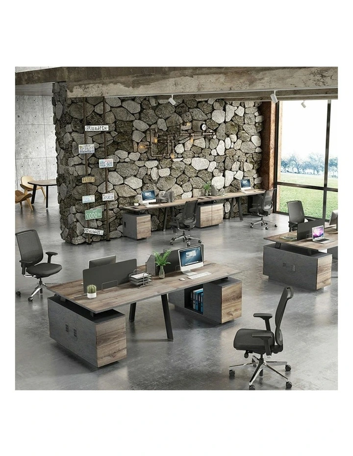 ARTO 2 People Workstation with 2 Cabinets 2.4M - Warm Oak & Black image 4