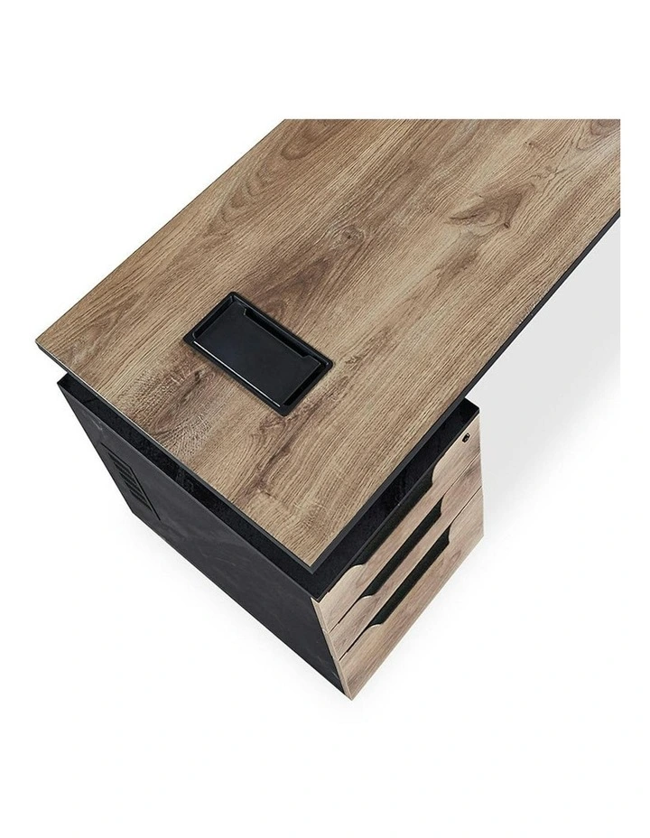 ARTO 2 People Workstation with 2 Cabinets 2.4M - Warm Oak & Black image 7