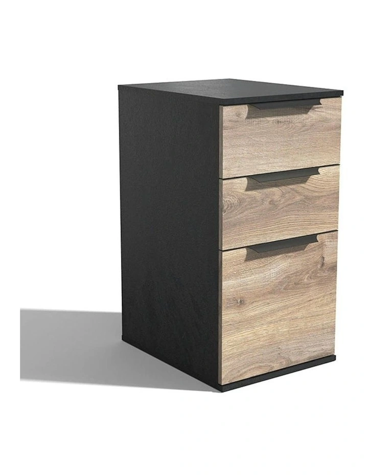 TRIBECA 3 Drawer Filing Pedestal Cabinet - Warm Oak & Black image 1