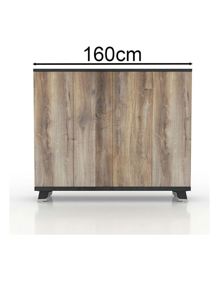 HALDIS Credenza 160cm - Warm Oak & Black image 5