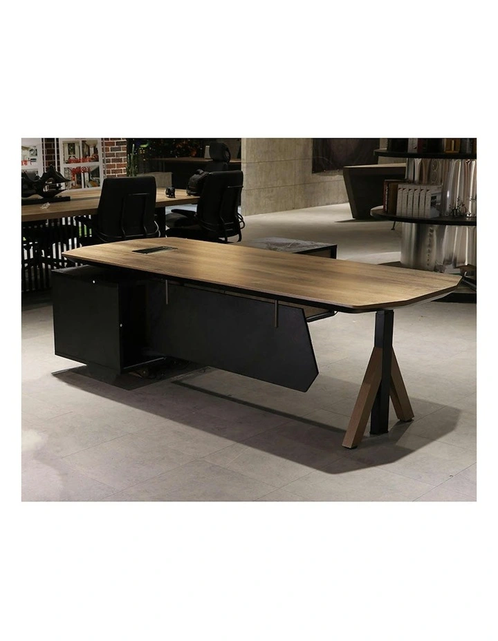 EASTON Sit Stand Electric Lift Executive Desk with Right Return 2.2M - Warm Oak & Black image 4