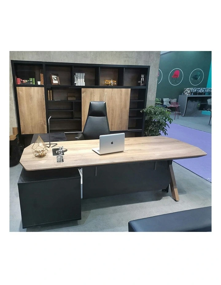 EASTON Sit Stand Electric Lift Executive Desk with Right Return 2.2M - Warm Oak & Black image 5