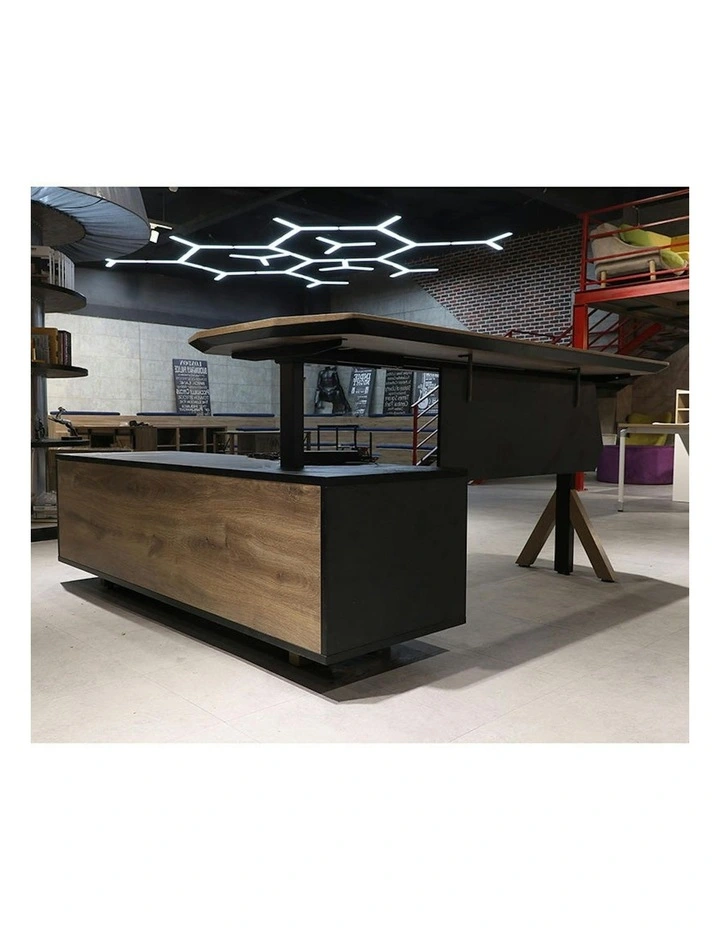 EASTON Sit Stand Electric Lift Executive Desk with Right Return 2.2M - Warm Oak & Black image 6