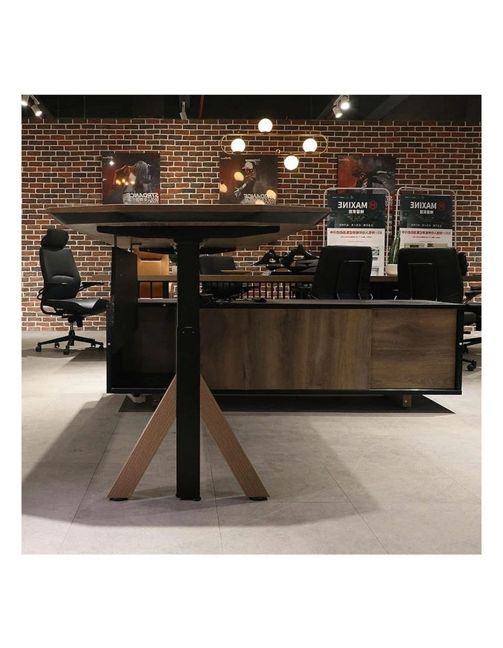 EASTON Sit Stand Electric Lift Executive Desk with Right Return 2.2M - Warm Oak & Black image 7