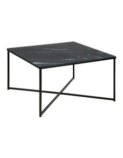 KOLINA Glass Coffee Table 80cm - Black