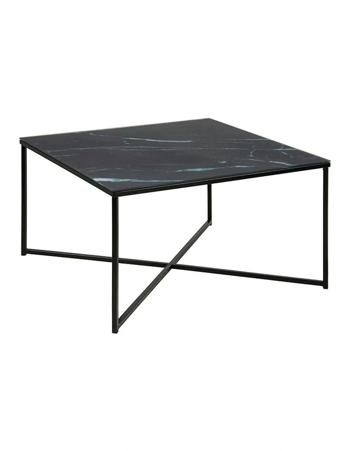 KOLINA Glass Coffee Table 80cm - Black image 1