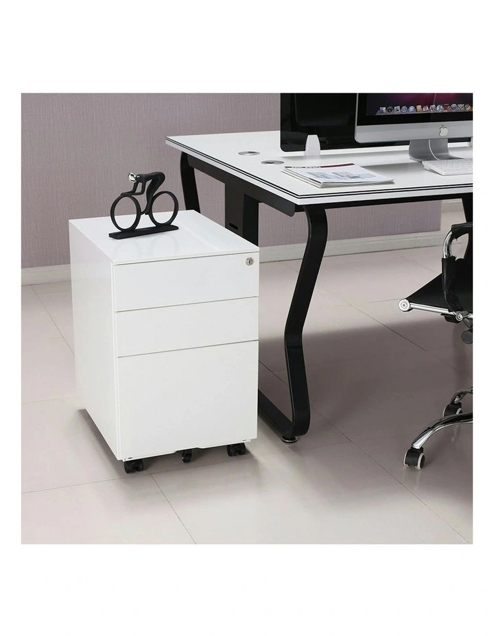 MARLO 3 Drawer Mobile Pedestal Cabinet - White image 2