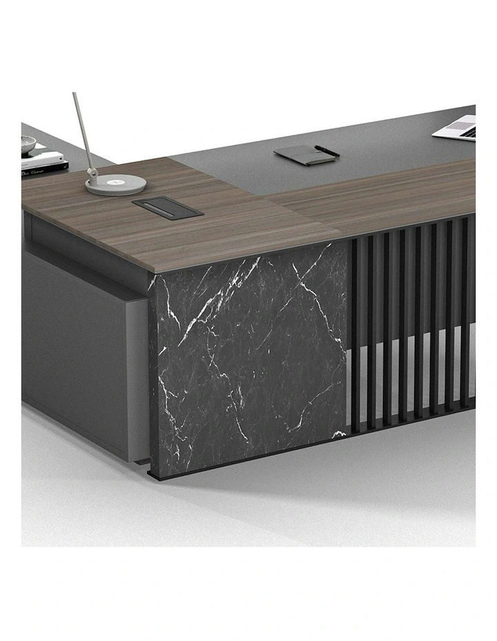 MADEIRA Executive Desk 220cm Right Return - Hazelnut & Grey image 5