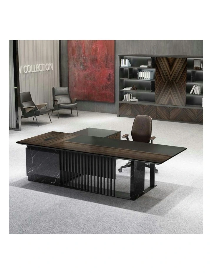 MADEIRA Executive Desk 220cm Right Return - Hazelnut & Grey image 7