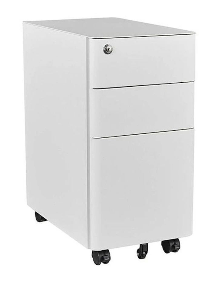 MARLO 3 Drawer Slim Mobile Pedestal Cabinet - White image 1