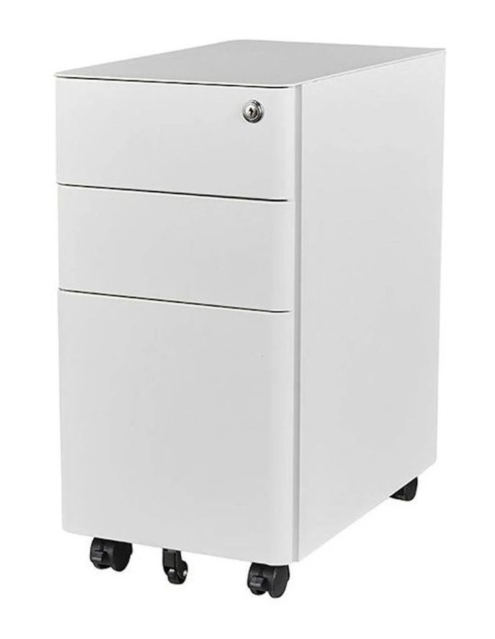MARLO 3 Drawer Slim Mobile Pedestal Cabinet - White image 4