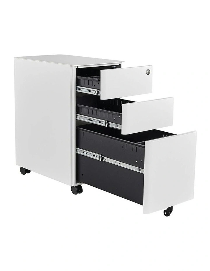 MARLO 3 Drawer Slim Mobile Pedestal Cabinet - White image 5