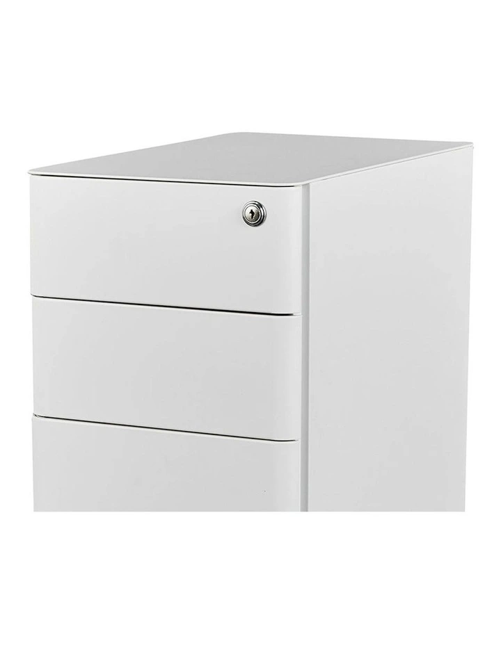 MARLO 3 Drawer Slim Mobile Pedestal Cabinet - White image 7