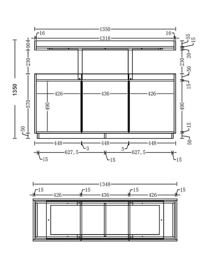 TRIBECA Credenza Cabinet 135cm - Warm Oak with Black image 6