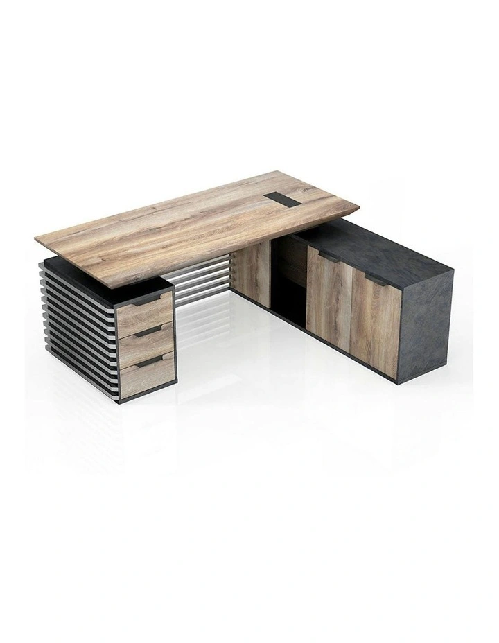 PHOENIX Executive Desk with Right Return 1.8M - Warm Oak & Black image 7