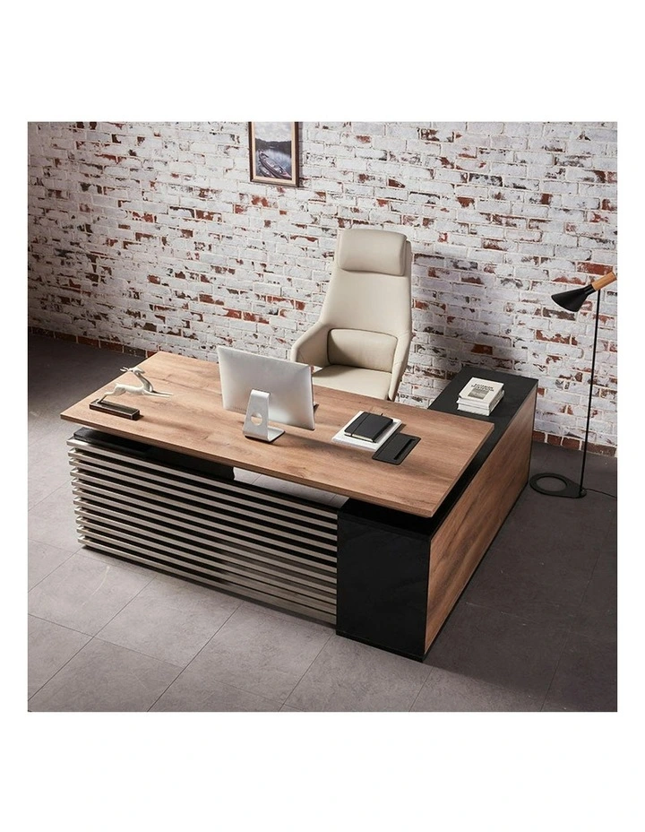 PHOENIX Sit & Stand Electric Lift Executive Desk with Left Return 1.8M - Warm Oak & Black image 2
