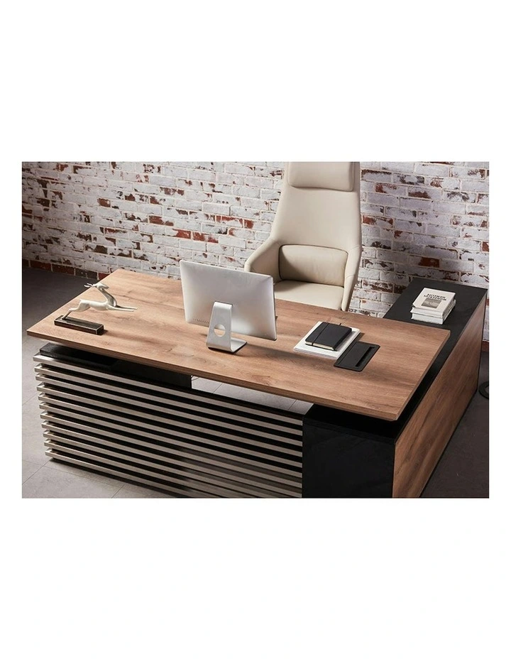 PHOENIX Sit & Stand Electric Lift Executive Desk with Left Return 1.8M - Warm Oak & Black image 3