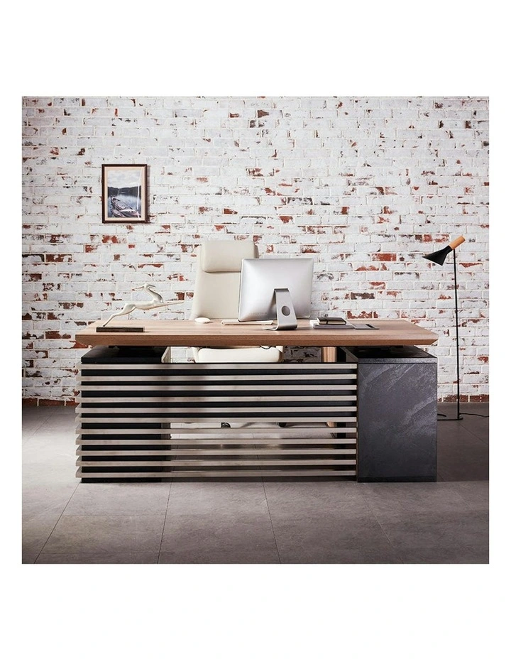 PHOENIX Sit & Stand Electric Lift Executive Desk with Left Return 1.8M - Warm Oak & Black image 4