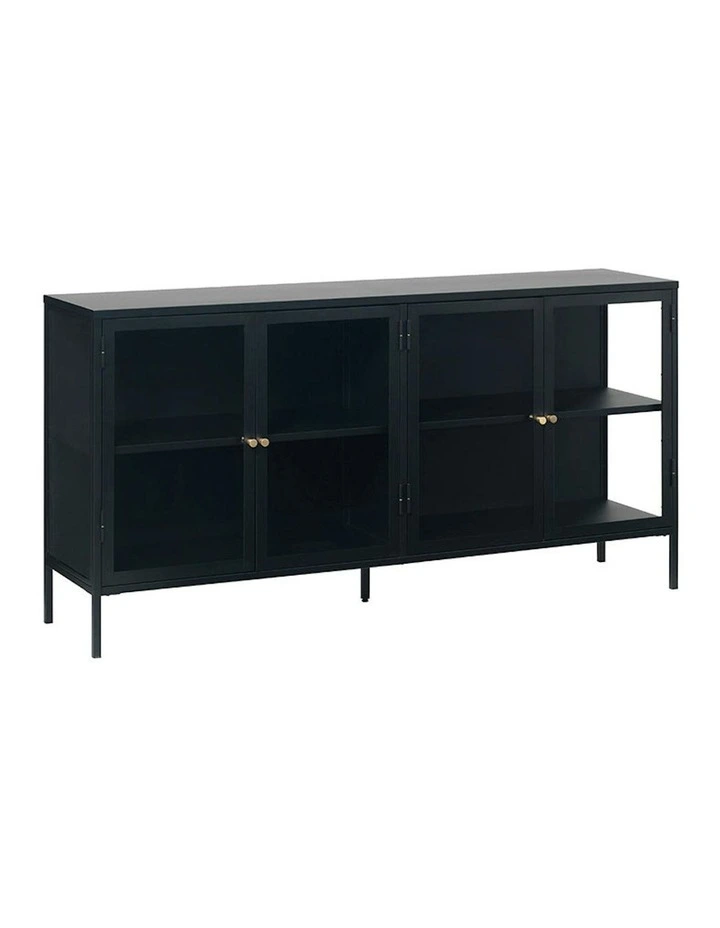 CARMEL 4 Glass Doors Sideboard 170xcm - Black image 1