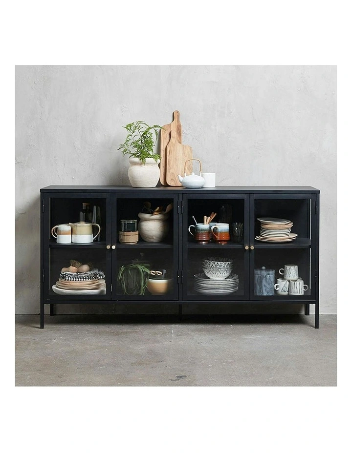 CARMEL 4 Glass Doors Sideboard 170xcm - Black image 2