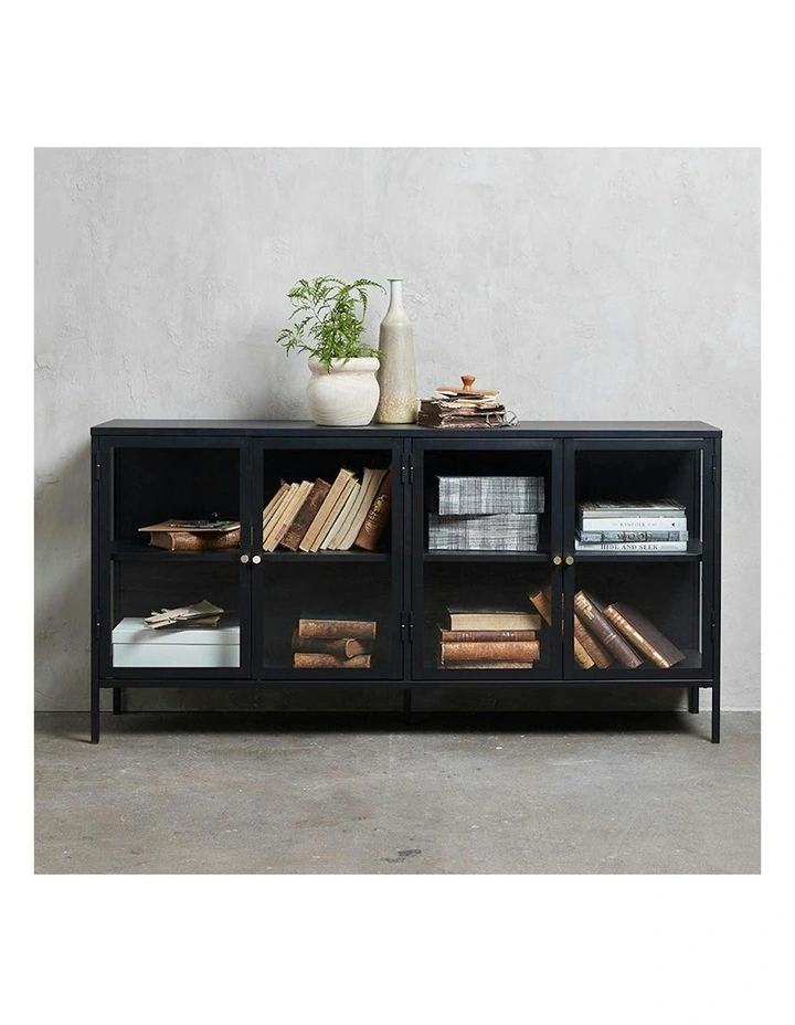 CARMEL 4 Glass Doors Sideboard 170xcm - Black image 5