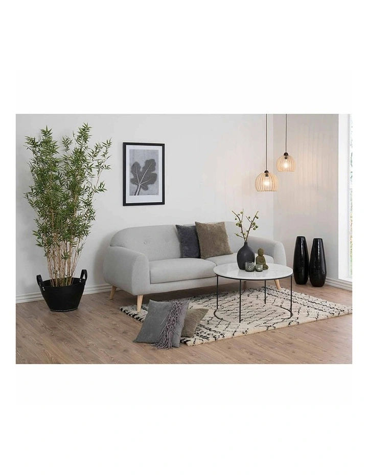 LUCIO Round Marble Coffee Table 80cm - White & Black image 2