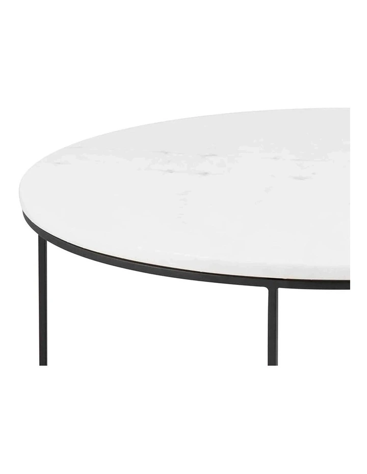LUCIO Round Marble Coffee Table 80cm - White & Black image 3