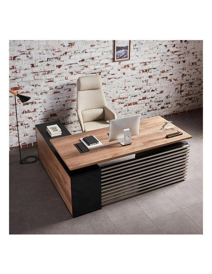 PHOENIX Sit & Stand Electric Lift Executive Desk with Right Return 1.8M - Warm Oak & Black image 2