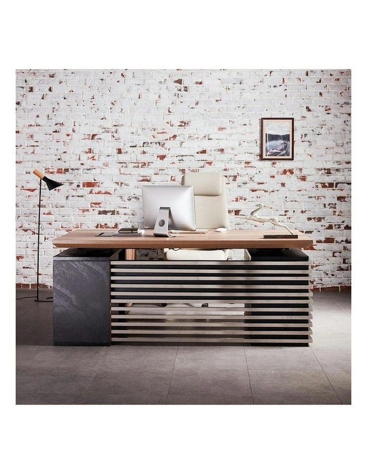 PHOENIX Sit & Stand Electric Lift Executive Desk with Right Return 1.8M - Warm Oak & Black image 5