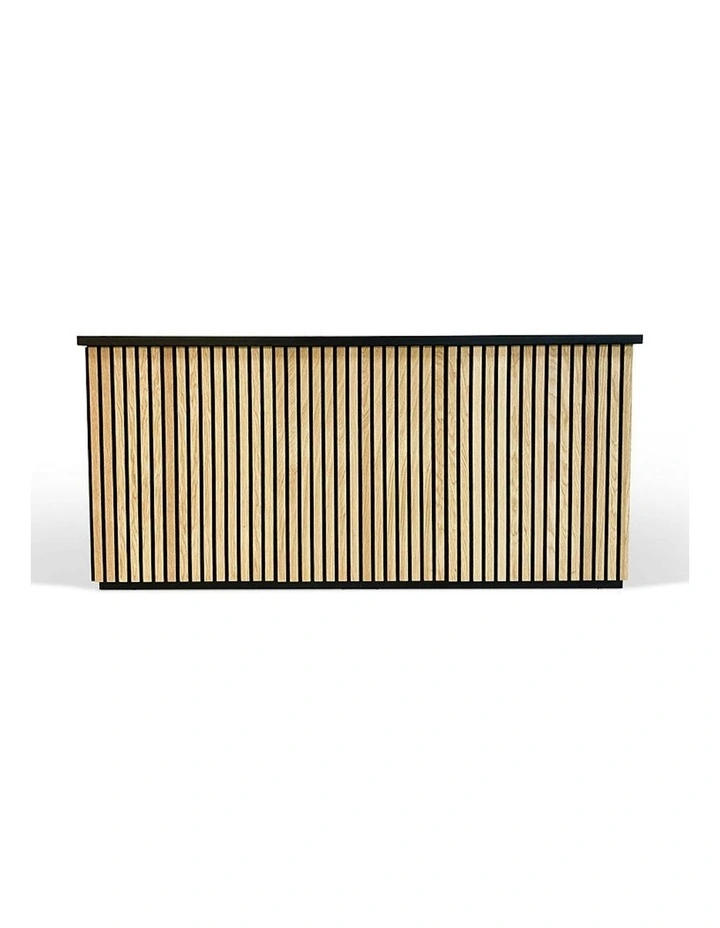 KENTO Reception Desk 240cm - Timber Slat Acoustic Black & Oak image 3