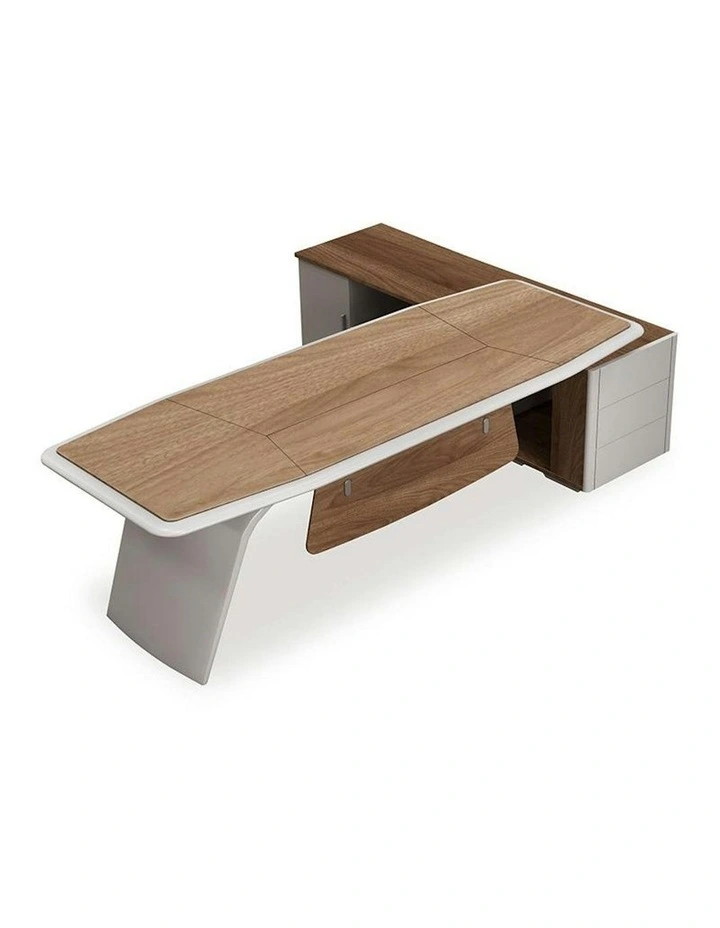 HUGO Executive Office Desk   Left Return - 240cm - Walnut   Ivory image 1