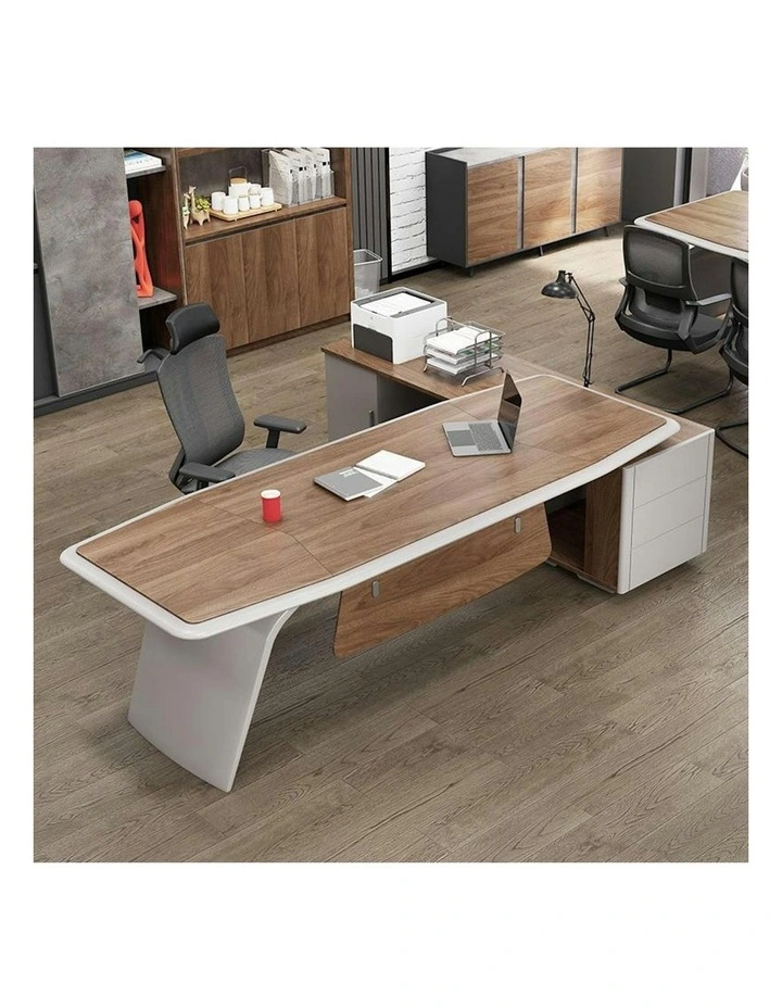 HUGO Executive Office Desk   Left Return - 240cm - Walnut   Ivory image 2
