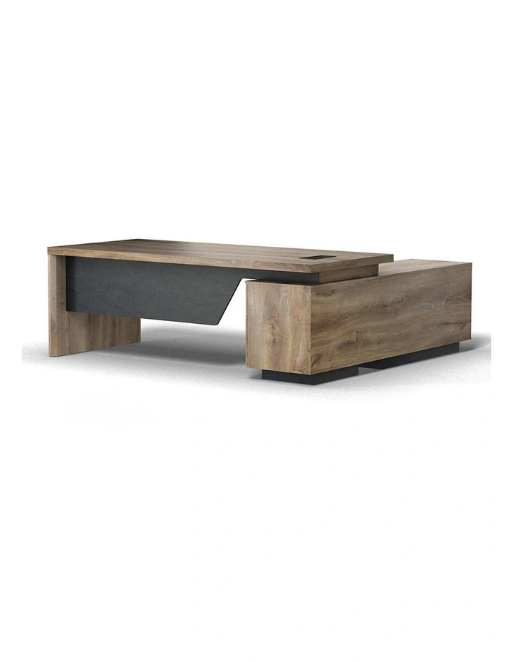 BALDER Executive Desk with Left Return 2.2-2.4M - Warm Oak & Black image 3
