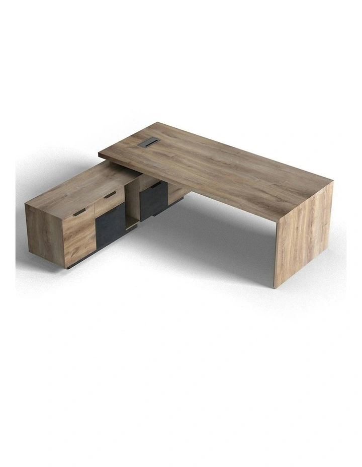 BALDER Executive Desk with Left Return 2.2-2.4M - Warm Oak & Black image 4